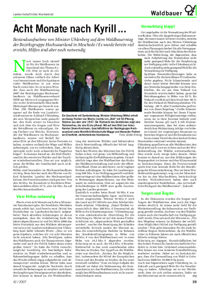 Landwirtschaftliches Wochenblatt Waldbauer Acht Monate nach Kyrill .