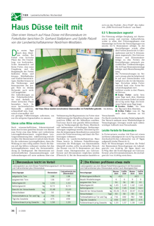 TIER Landwirtschaftliches Wochenblatt Haus Düsse teilt mit Über einen Versuch auf Haus Düsse mit Benzoesäure im Ferkelfutter berichten Dr.