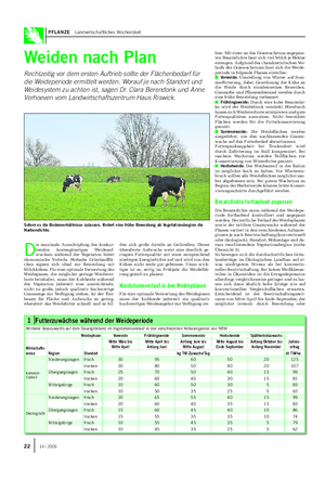 PFLANZE Landwirtschaftliches Wochenblatt Weiden nach Plan Rechtzeitig vor dem ersten Auftrieb sollte der Flächenbedarf für die Weideperiode ermittelt werden.