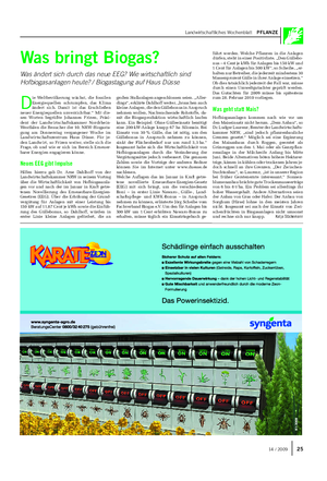 Landwirtschaftliches Wochenblatt PFLANZE Was bringt Biogas?