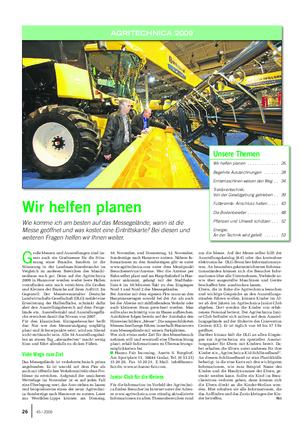 AGRITECHNICA 2009 Landwirtschaftliches Wochenblatt Unsere Themen Wir helfen planen .