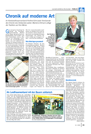 Landwirtschaftliches Wochenblatt FAMILIE G ut und gerne 2 kg bringt die Chronik des Kreisland- frauenverbandes Herford auf die Waage.