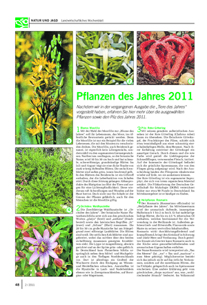 NATUR UND JAGD Landwirtschaftliches Wochenblatt 1Blume: MoorlilieMit der Wahl der Moorlilie zur „Blume des Jahres“ soll ihr Lebensraum, das Moor, ins öf- fentliche Bewusstsein gerückt werden.