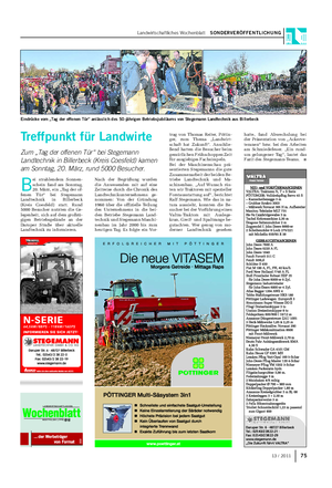 Landwirtschaftliches Wochenblatt SONDERVERÖFFENTLICHUNG Treffpunkt für Landwirte Zum „Tag der offenen Tür“ bei Stegemann Landtechnik in Billerbeck (Kreis Coesfeld) kamen am Sonntag, 20.