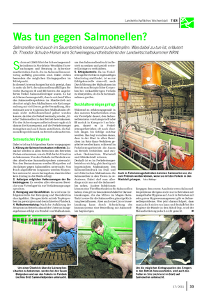 Landwirtschaftliches Wochenblatt TIER Was tun gegen Salmonellen?