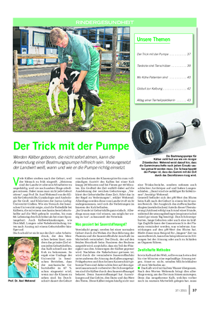 Landwirtschaftliches Wochenblatt RINDERGESUNDHEIT Unsere Themen Der Trick mit der Pumpe .