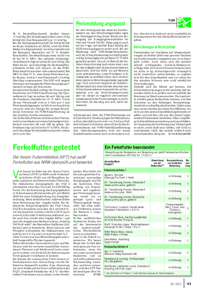 TIER Ferkelfutter getestet Der Verein Futtermitteltest (VFT) hat zwölf Ferkelfutter aus NRW überprüft und bewertet.