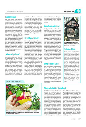 Landwirtschaftliches Wochenblatt NACHRICHTEN ZAHL DER WOCHE Auf rund 70 % der deutschen Baumobst-Anbaufläche werden Äpfel angebaut.