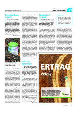 Landwirtschaftliches Wochenblatt FRAGE UND ANTWORT Geocaching-Touren im Wald?