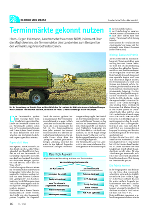 BETRIEB UND MARKT Landwirtschaftliches Wochenblatt Terminmärkte gekonnt nutzen Hans Jürgen Hölzmann, Landwirtschaftskammer NRW, informiert über die Möglichkeiten, die Terminmärkte den Landwirten zum Beispiel bei der Vermarktung ihres Getreides bieten.
