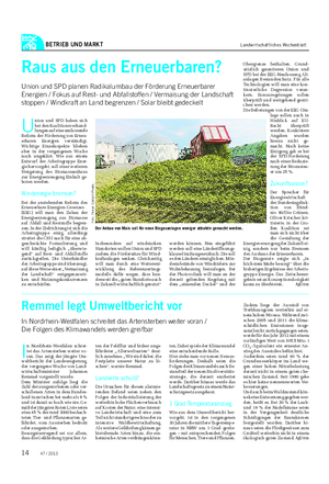 BETRIEB UND MARKT Landwirtschaftliches Wochenblatt Raus aus den Erneuerbaren?