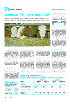 BETRIEB UND MARKT Landwirtschaftliches Wochenblatt Wann der Partnervertrag lohnt Die Westfleisch bietet Bullenmästern ein neues Abrechnungsmodell an: Den Partnervertrag Rind.