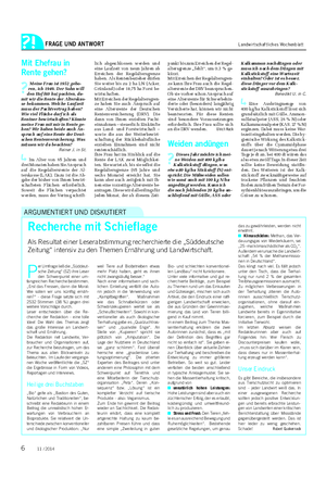 FRAGE UND ANTWORT Landwirtschaftliches Wochenblatt P er Umfrage ließ die „Süddeut- sche Zeitung“ (SZ) ihre Leser den Schwerpunkt einer um- fangreichen Recherche bestimmen.