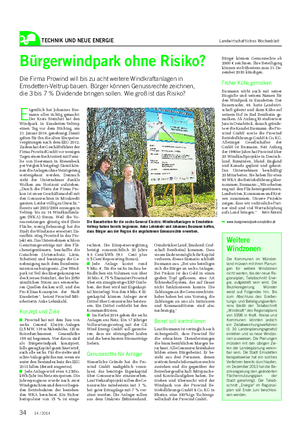 TECHNIK UND NEUE ENERGIE Landwirtschaftliches Wochenblatt Bürgerwindpark ohne Risiko?