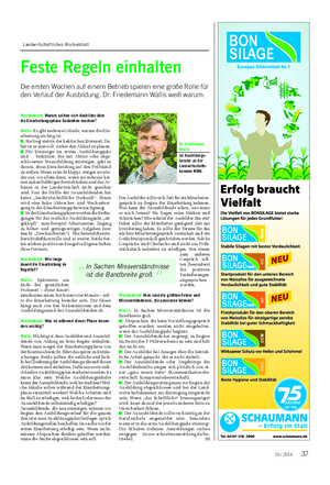 Landwirtschaftliches Wochenblatt Wochenblatt: Warum sollten sich Ausbilder über die Einarbeitungsphase Gedanken machen?