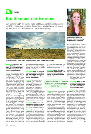 PFLANZE Landwirtschaftliches Wochenblatt Wochenblatt: Frau Pietzsch, den Sommer 2014 haben viele Landwirte in NRW als sehr ungewöhnlich mit vielen Extremen empfunden.