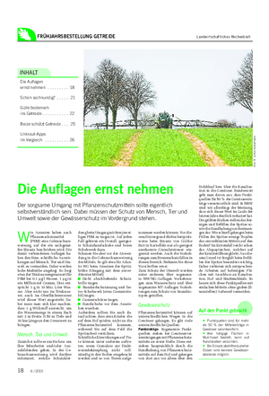 FRÜHJAHRSBESTELLUNG GETREIDE Landwirtschaftliches Wochenblatt INHALT Die Auflagen ernst nehmen .