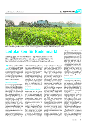 Landwirtschaftliches Wochenblatt BETRIEB UND MARKT B und und Länder sind für eine schärfere Regulierung des Bodenmarkts.