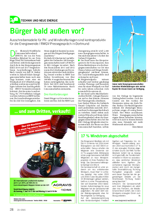 TECHNIK UND NEUE ENERGIE Landwirtschaftliches Wochenblatt Bürger bald außen vor?
