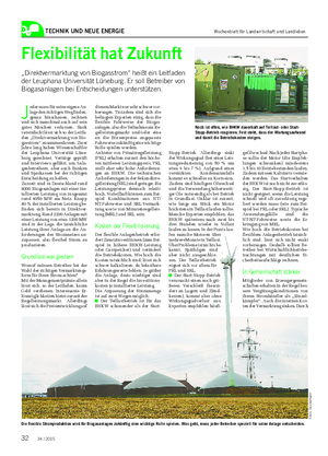 TECHNIK UND NEUE ENERGIE Flexibilität hat Zukunft „Direktvermarktung von Biogasstrom“ heißt ein Leitfaden der Leuphana Universität Lüneburg.