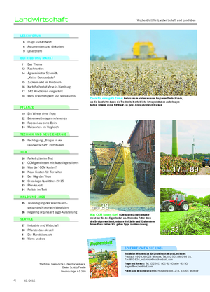Wochenblatt für Landwirtschaft und LandlebenLandwirtschaft SO ERREICHEN SIE UNS: Redaktion Wochenblatt für Landwirtschaft und Landleben: Postfach 49 29, 48028 Münster, Tel.