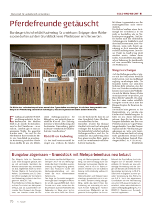 GELD UND RECHT ■ Pferdefreunde getäuscht Bundesgerichtshof erklärt Kaufvertrag für unwirksam: Entgegen dem Makler- exposé durften auf dem Grundstück keine Pferdeboxen errichtet werden.