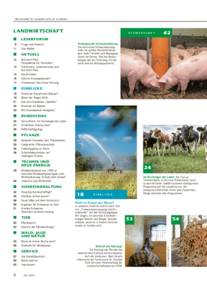 ■ LESERFORUM 6 Frage und Antwort 11 Das Wetter ■ AKTUELL 12 Borchert-Plan: Perspektive für Tierhalter?