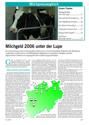 MilchpreisvergleichMilchpreisvergleich Unsere Themen Milchgeld 2006 unter der Lupe .
