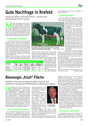 Landwirtschaftliches Wochenblatt Tier D ie Westfleisch eG mit Sitz in Münster hat das Geschäftsjahr 2006 trotz schwieriger Rahmenbedingungen (Schweinepest, Gammelfleischdebatte, Vogelgrippe) erfolg- reich abgeschlossen.