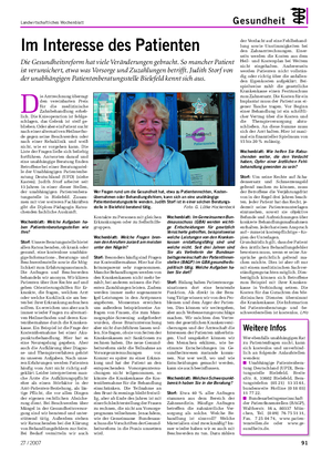 Landwirtschaftliches Wochenblatt Gesundheit Im Interesse des Patienten Die Gesundheitsreform hat viele Veränderungen gebracht.