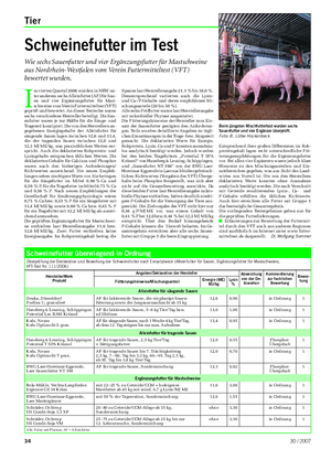 I m vierten Quartal 2006 wurden in NRW un- ter anderem sechs Alleinfutter (AF) für Sau- en und vier Ergänzungsfutter für Mast- schweine vom Verein Futtermitteltest (VFT) geprüft und bewertet.