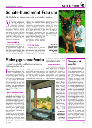 Landwirtschaftliches Wochenblatt Geld & Recht I n einem Mietshaus waren alte Holzkastendoppelfenster ein- gebaut.