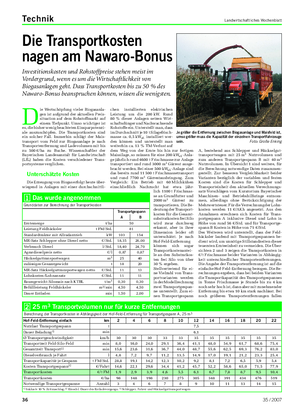 Technik Landwirtschaftliches Wochenblatt Die Transportkosten nagen am Nawaro-Bonus Investitionskosten und Rohstoffpreise stehen meist im Vordergrund, wenn es um die Wirtschaftlichkeit von Biogasanlagen geht.