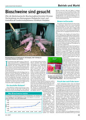 Landwirtschaftliches Wochenblatt Betrieb und Markt Bioschweine sind gesucht Über die Marktsituation für Bioschweinefleisch berichtet Christian Wucherpfennig vom Beratungsteam Ökologischer Land- und Gartenbau der Landwirtschaftskammer Nordrhein-Westfalen.