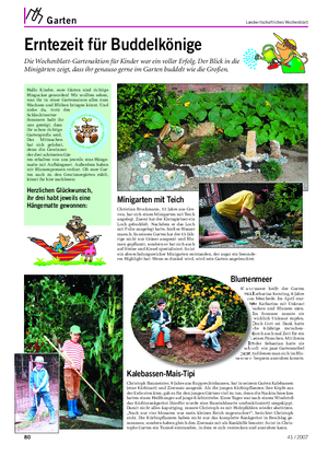 Garten Landwirtschaftliches Wochenblatt Erntezeit für Buddelkönige Die Wochenblatt-Gartenaktion für Kinder war ein voller Erfolg.