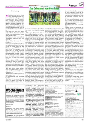 Landwirtschaftliches Wochenblatt Roman Das Geheimnis von VennhuesDas Geheimnis von Vennhues Stefan Holtkötter © Piper-Verlag München, 2007 Presseorgan des Westfälisch-Lippischen Landwirtschaftsverbandes e.