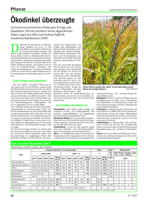Pflanze Landwirtschaftliches Wochenblatt durchschnittlichen bis unterdurchschnittli- chen Kleberwerten.