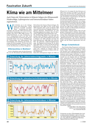 Faszination Zukunft Landwirtschaftliches Wochenblatt Klima wie am Mittelmeer Auch Daten der Wetterstation in Münster belegen den Klimawandel: Niederschläge, Lufttemperatur und Sonnenscheindauer haben zugenommen.