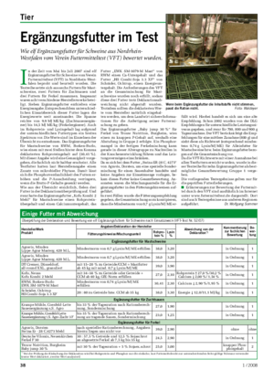 Tier	 Landwirtschaftliches Wochenblatt Ergänzungsfutter	im	Test Wie elf Ergänzungsfutter für Schweine aus Nordrhein- Westfalen vom Verein Futtermitteltest (VFT) bewertet wurden.