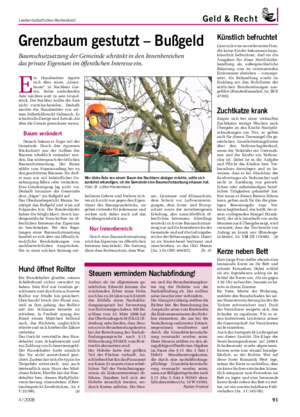 Landwirtschaftliches Wochenblatt Geld & Recht Grenzbaum gestutzt – Bußgeld Baumschutzsatzung der Gemeinde schränkt in den Innenbereichen das private Eigentum im öffentlichen Interesse ein.