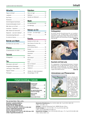 Landwirtschaftliches Wochenblatt� Inhalt Auch in diesem Jahr haben die Fachleute der Landwirtschafts- kammer NRW unsere Beilage „Praxis Pflan- zenschutz“ aktuali- siert.