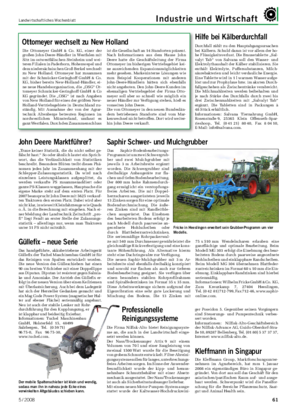 Landwirtschaftliches Wochenblatt Industrie und Wirtschaft Professionelle Reinigungssysteme Die Firma Nilfisk-Alto bietet Reinigungssyste- me an, die auch in der Landwirtschaft einge- setzt werden können.