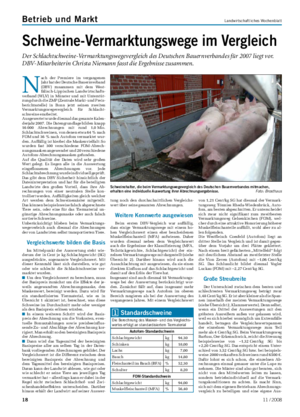 Betrieb und Markt Landwirtschaftliches Wochenblatt Schweine-Vermarktungswege im Vergleich Der Schlachtschweine-Vermarktungswegevergleich des Deutschen Bauernverbandes für 2007 liegt vor.