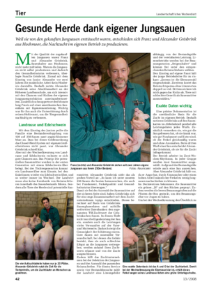 Tier	 Landwirtschaftliches Wochenblatt M it der Qualität der zugekauf- ten Jungsauen waren Franz und Alexander Grösbrink, Sauenhalter aus Hochmoor, nicht mehr zufrieden.