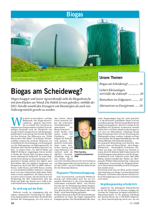 Biogas Landwirtschaftliches WochenblattBiogas Foto: Brockmann-Könemann Biogas am Scheideweg?