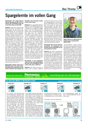 Landwirtschaftliches Wochenblatt Das Thema Wochenblatt: Seit einigen Wochen läuft die Spargelernte.