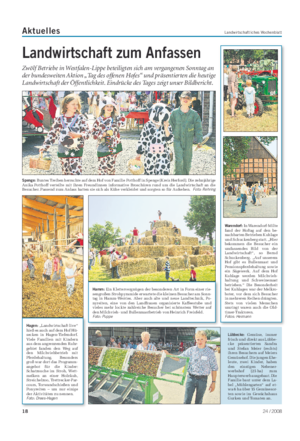 Aktuelles Landwirtschaftliches Wochenblatt Warendorf: In Warendorf-Milte fand der Hoftag auf den be- nachbarten Betrieben Kuhlage und Schuckenberg statt.