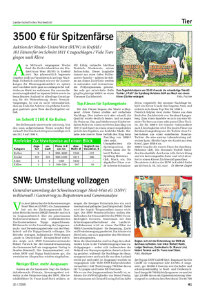 Landwirtschaftliches Wochenblatt Tier A m Mittwoch vergangener Woche fand die Zuchtviehauktion der Rin- der-Union West (RUW) in Krefeld statt.