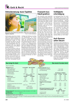 Geld & Recht Landwirtschaftliches Wochenblatt Viele Kunden nutzen den schnellen Weg der Onlineüberweisung.