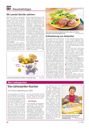 Haushaltstipps Landwirtschaftliches Wochenblatt Carola Cappenberg aus Oelde im Kreis Warendorf ist Grundschul- lehrerin und hat den Vier-Jahres- zeiten-Kuchen schon ein paar Mal mit Schulkindern gebacken.
